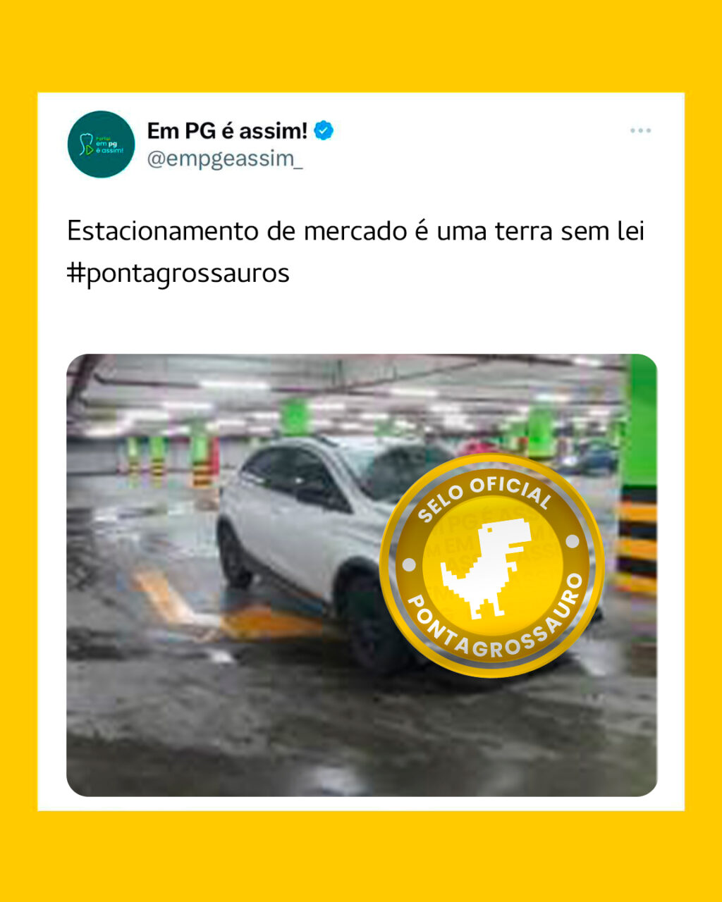 Estacionamento de mercado é uma terra sem lei. #pontagrossauros